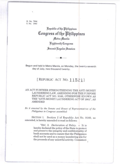 what is amla law in the philippines|Republic Act No. 11521 .